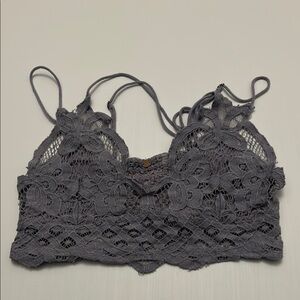 Free People Gray Lace Bandeau with Floral Pattern